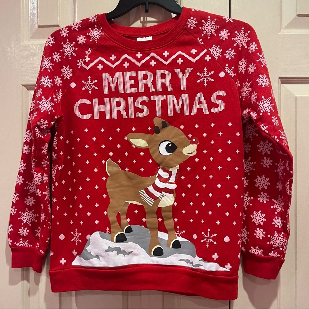 Rudolph Merry Christmas Sweatshirt Red Size L 11-13